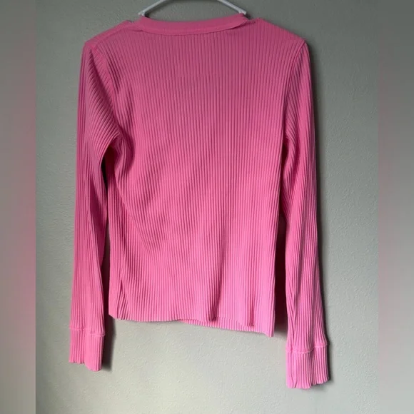 Aerie Vibrant Pink Ribbed Long Sleeve Tee - Picture 5 of 6
